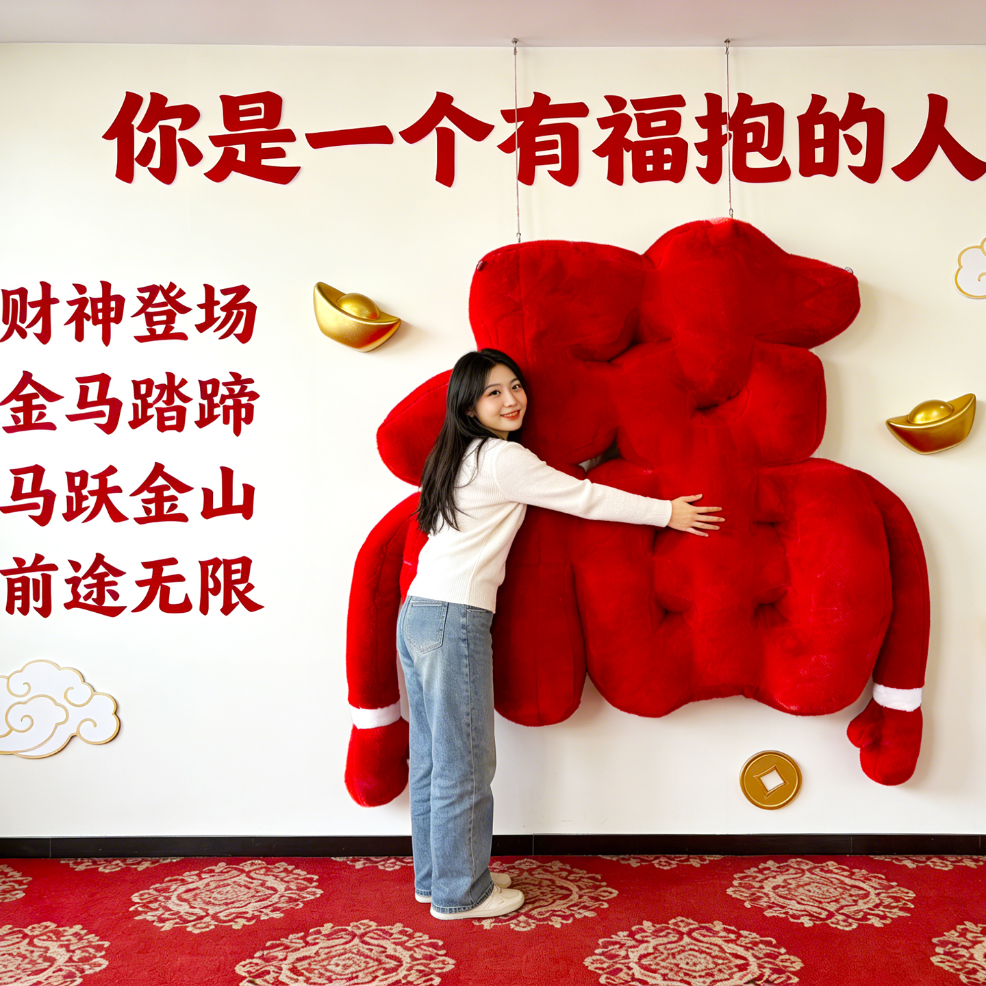 毛绒福字